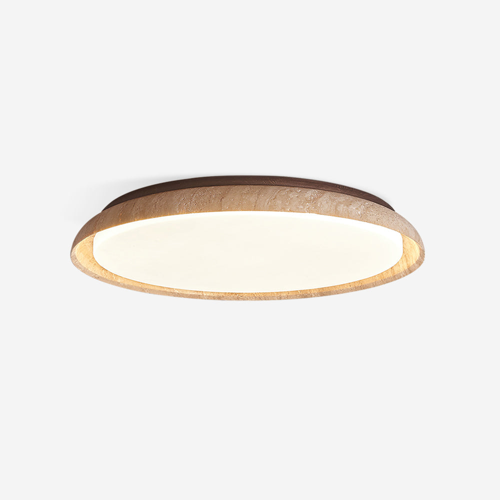 Ceiling Light With Walnut Wood Canopy Round Travertine